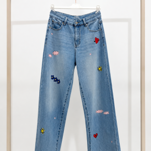 Τζιν Wide Leg Με Τυπώματα