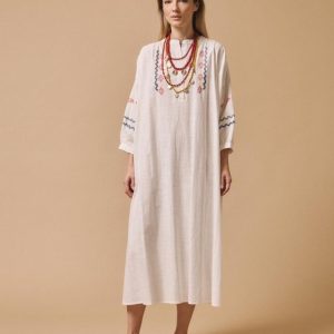 Μidi Boho φόρεμα με κεντήματα